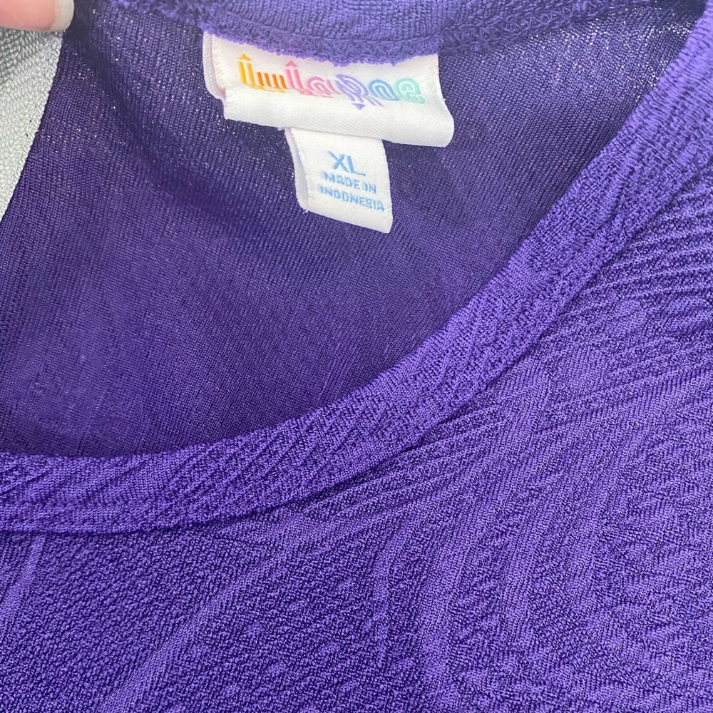 Lularoe Amelia Royal Purple Embossed Swirl Print Fit & Flare Dress with Pockets - Picture 6 of 7